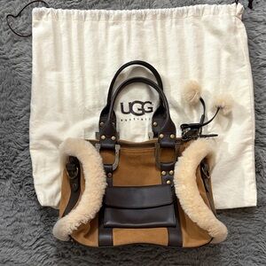 UGG Brown and Cream Shearling Shoulder Bag